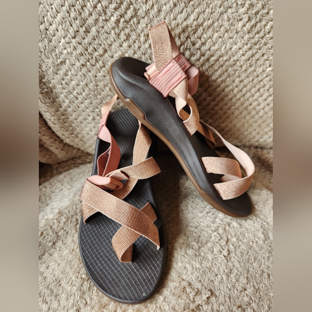 Ladies Rose Gold sparkle Chaco sandals